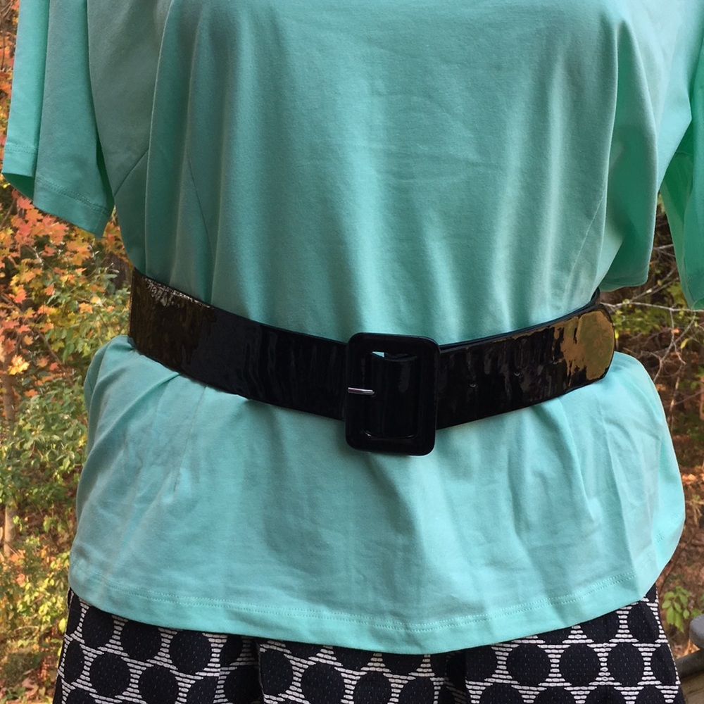 Black patent rectangular buckle belt 3X (2”x41”)